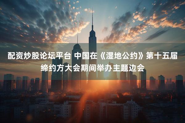 配资炒股论坛平台 中国在《湿地公约》第十五届缔约方大会期间举办主题边会